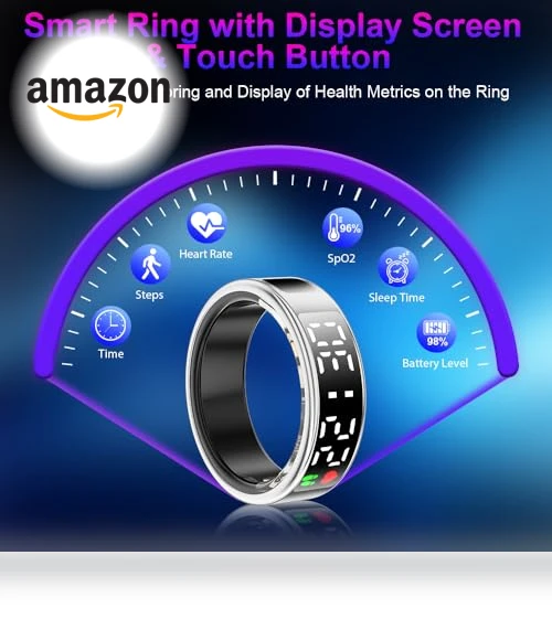 Smart Ring Health Tracker with Display Screen & Touch Button — Smart Rings, Evelame