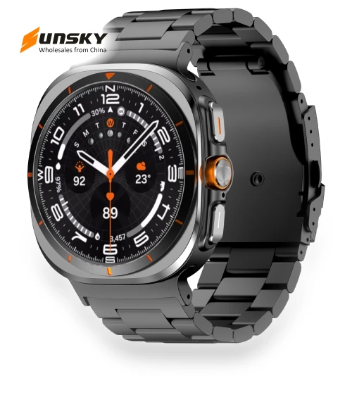 Three Beads Titanium Alloy Metal Watch Band — Watch Accessories, Samsung