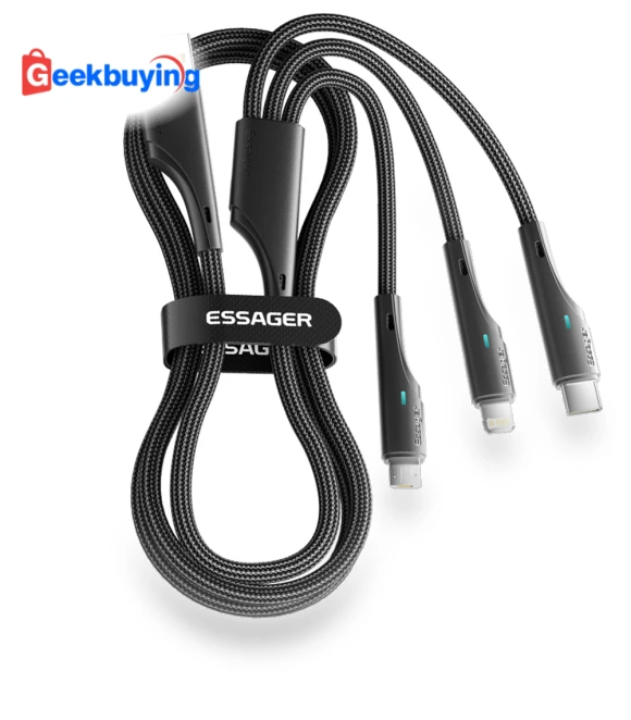 3 in 1 USB A to USB C, Lightning, Micro Charging Cable — Charging Solutions, ESSAGER