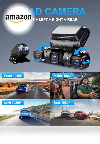 360 Degree View 4 Channel Dash Cam — Car Accessories & Gadgets, PRUVEEO