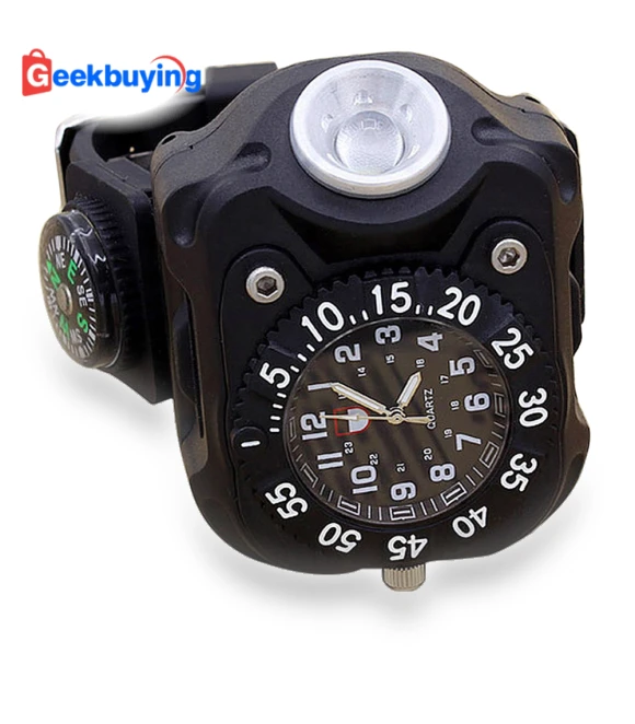 LED Light Wrist Strap Waterproof Watch with Compass — Sport Watches