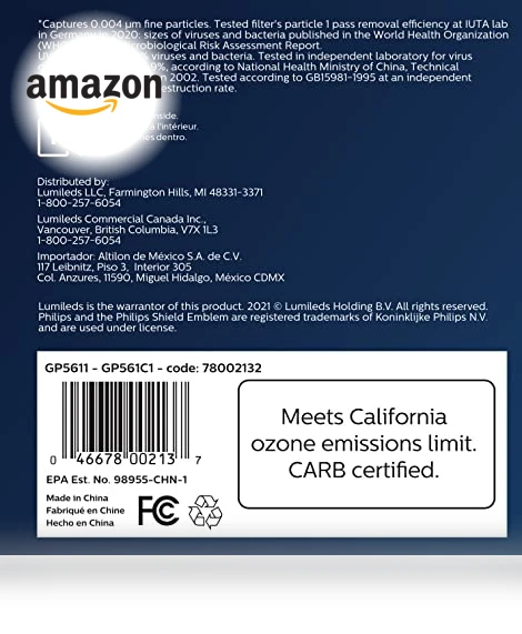 Small Portable HEPA Air Purifier with LED UVC Purification — Portable Air Purifiers, Philips Automotive Lighting