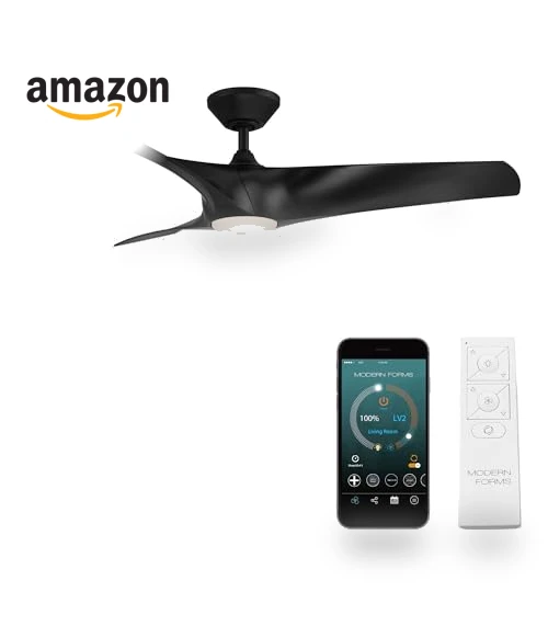 Smart Indoor and Outdoor 3-Blade Ceiling Fan with Adjustable LED Light Kit — Ceiling Fan Wall Controls, Modern Forms