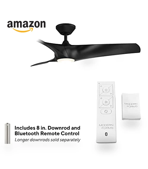 Smart Indoor and Outdoor 3-Blade Ceiling Fan with Adjustable LED Light Kit — Ceiling Fan Wall Controls, Modern Forms