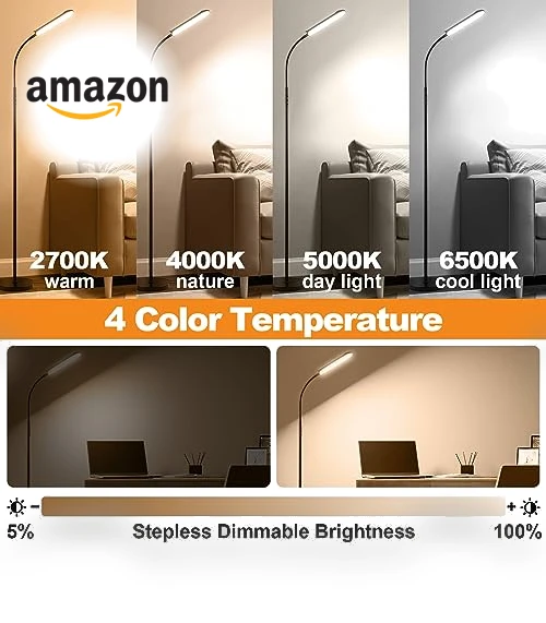 Super Bright LED Floor Lamp with Remote & Smart Plug Compatibility — Lighting, marctronic