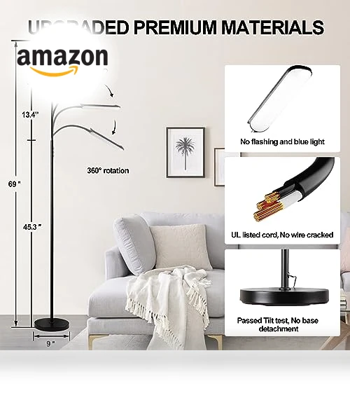 Super Bright LED Floor Lamp with Remote & Smart Plug Compatibility — Lighting, marctronic