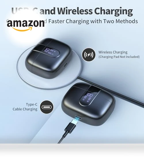 True Wireless Earbuds with LED Power Display — In-Ear Headphones, TAGRY