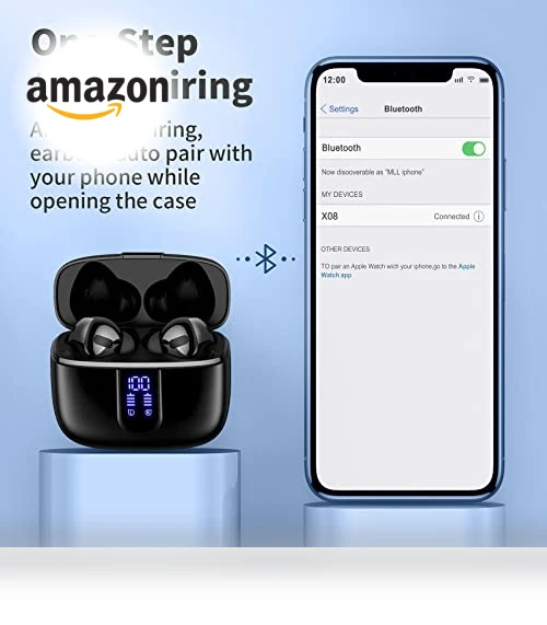 True Wireless Earbuds with LED Power Display — In-Ear Headphones, TAGRY