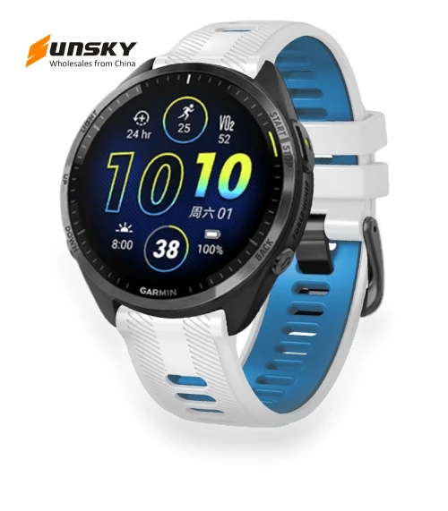 Two Color Steel Buckle Silicone Watch Band — Watch Accessories, Garmin