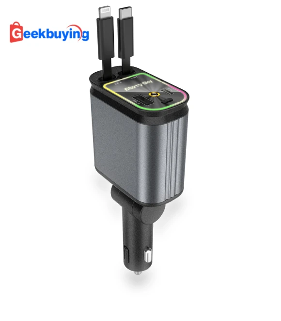 4 in 1 Retractable Car Phone Charger with Starlight — Chargers, Other