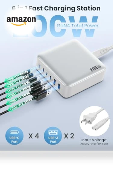 6-in-1 USB C Charger Block Fast Charging Station — Chargers & Adapters, Dongguan Yuanhaoxun Technology Co., Ltd.