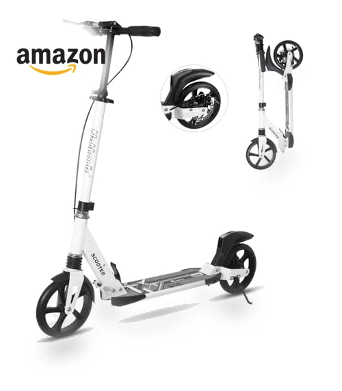 Adjustable Height Folding Kick Scooter with Large Sturdy Wheels — Push Scooters, Nattork