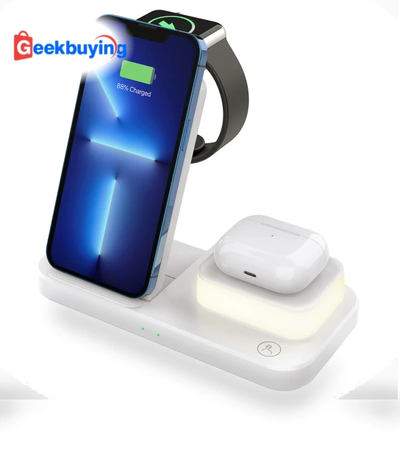 Foldable 3-in1 Wireless Charger with Adjustable Night Light — Chargers, Other