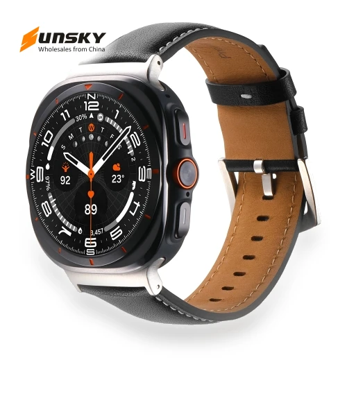 Plain Genuine Leather Watch Band — Watch Accessories, Samsung