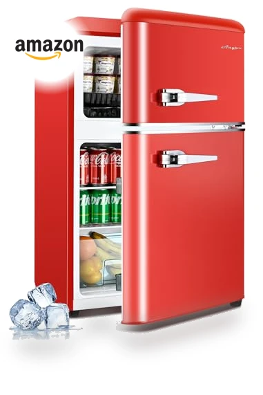 Retro Double Door Fridge with Freezer — Mini Fridges, Anypro