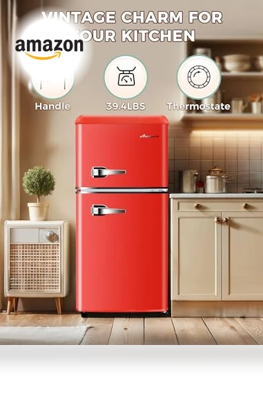 Retro Double Door Fridge with Freezer — Mini Fridges, Anypro