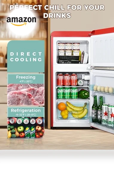 Retro Double Door Fridge with Freezer — Mini Fridges, Anypro