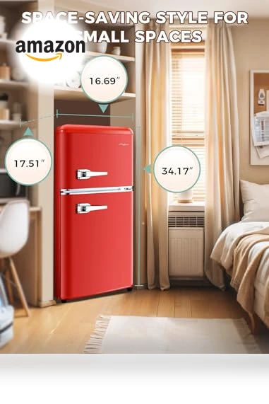 Retro Double Door Fridge with Freezer — Mini Fridges, Anypro