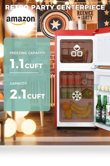 Retro Double Door Fridge with Freezer — Mini Fridges, Anypro