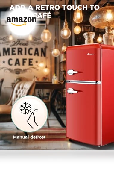 Retro Double Door Fridge with Freezer — Mini Fridges, Anypro