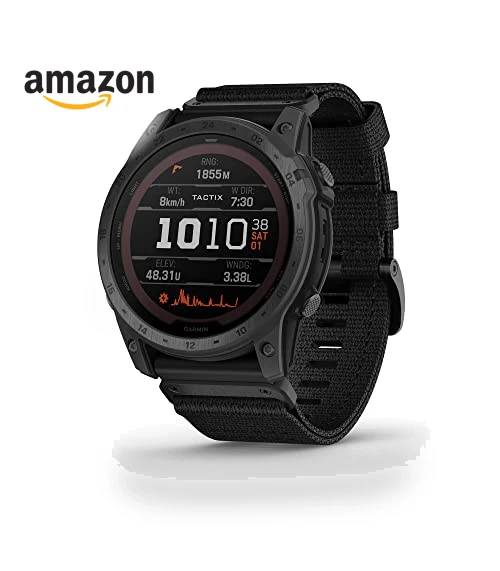 Rugged Tactical GPS Watch with Solar Charging — Smartwatches, Garmin