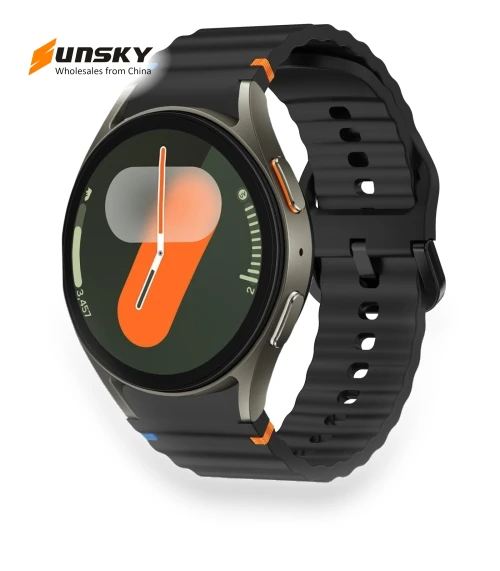 Wave Pattern Stitched Silicone Watch Band — Watch Accessories, Samsung
