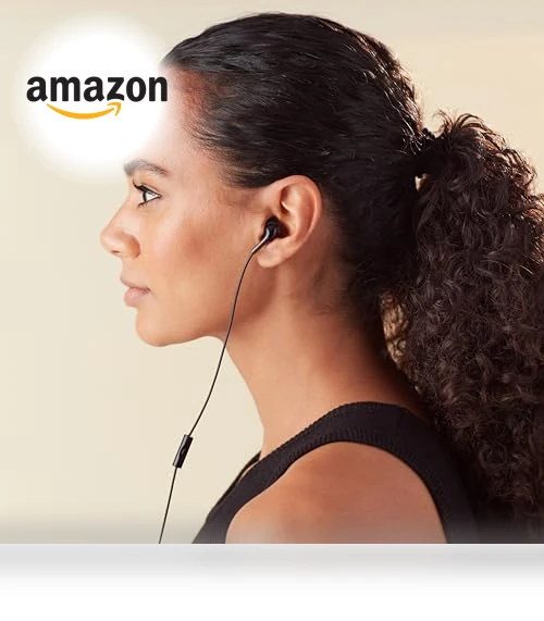 Wired Earbuds with Microphone — In-Ear Headphones, Amazon Basics