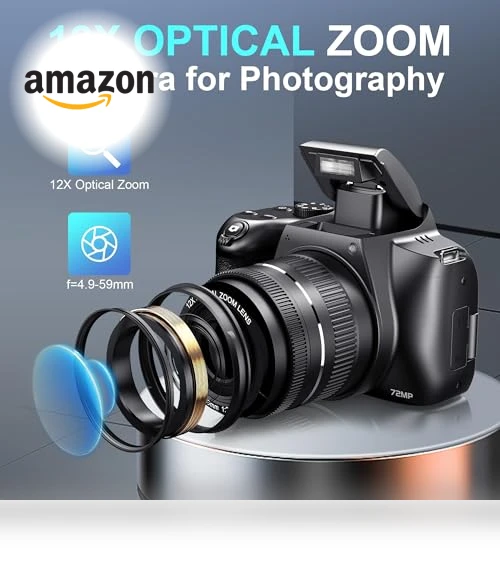 12X Optical Zoom 4K Digital Camera with WiFi & App Control — Professional DSLR Cameras, MAXKERUN