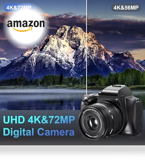 12X Optical Zoom 4K Digital Camera with WiFi & App Control — Professional DSLR Cameras, MAXKERUN