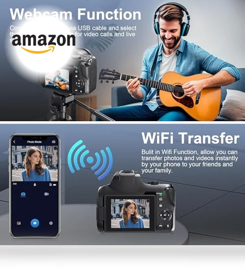 12X Optical Zoom 4K Digital Camera with WiFi & App Control — Professional DSLR Cameras, MAXKERUN
