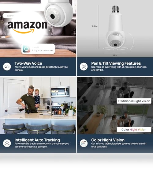 2K Light Bulb Security Camera — Smart Home Security, LUNA HOME, LLC