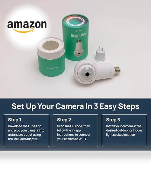 2K Light Bulb Security Camera — Smart Home Security, LUNA HOME, LLC