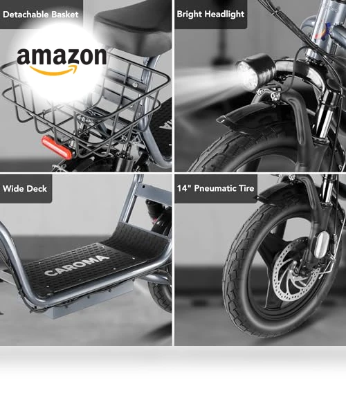 Foldable Electric Scooter with Seat — Electric Vehicles, Caroma