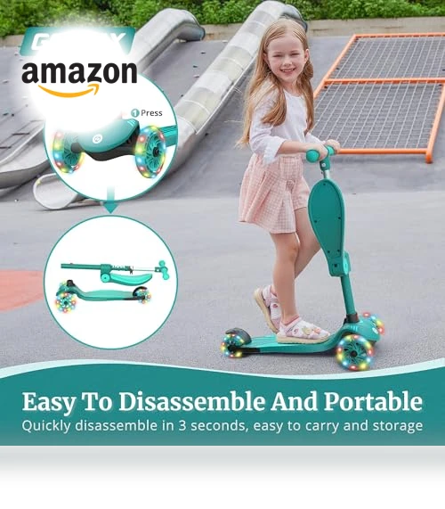 Kids Kick Scooter with LED Lighted Wheels — Push Scooters, Gotrax