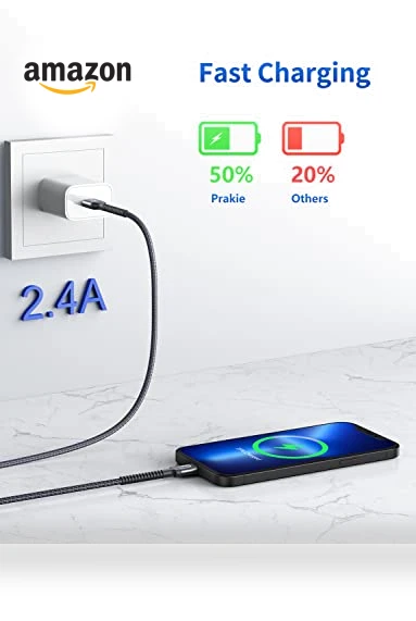 Nylon Braided Lightning Cable — Chargers & Cables, PRAKIE