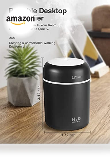 Portable Mini Humidifier with Colorful Night Light — Air Moisturizers, LtYioe