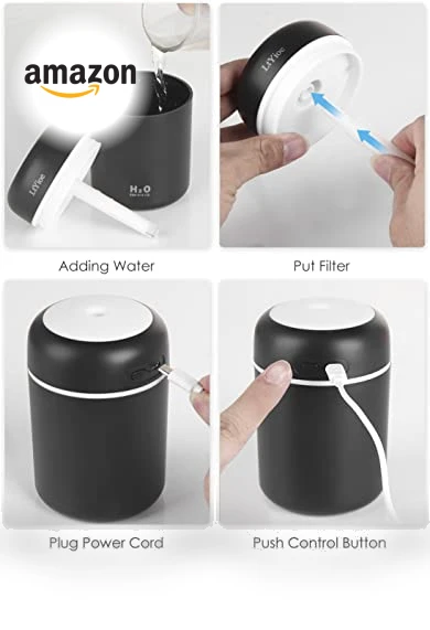 Portable Mini Humidifier with Colorful Night Light — Air Moisturizers, LtYioe