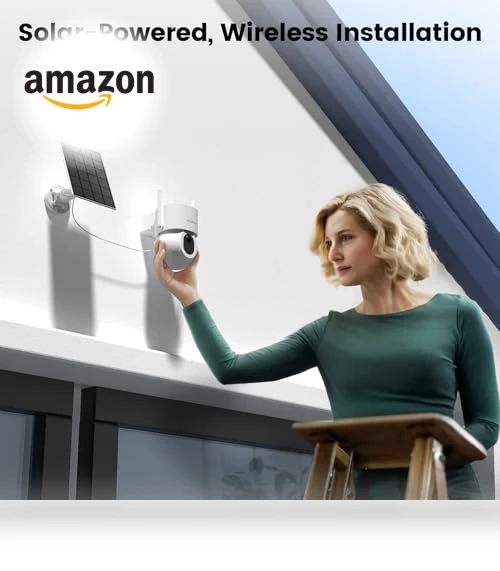Solar Powered Outdoor Security Camera — Motion Sensors, AOSU
