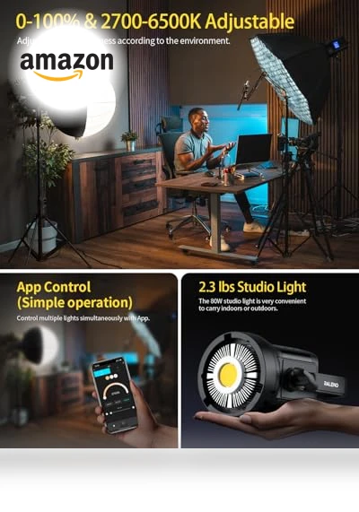 80W LED Video Light with APP Control — Photography Lighting & Studio Equipment, RaLeno
