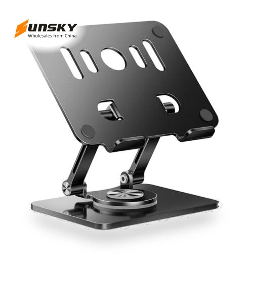 Dual Rod Support Alloy Steel Foldable Rotating Tablet Holder — Stands