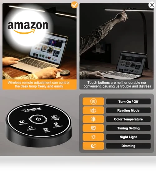 LED Desk Lamp with Clamp and Dual Screen Computer Monitor Gooseneck — Study & Desk Lighting