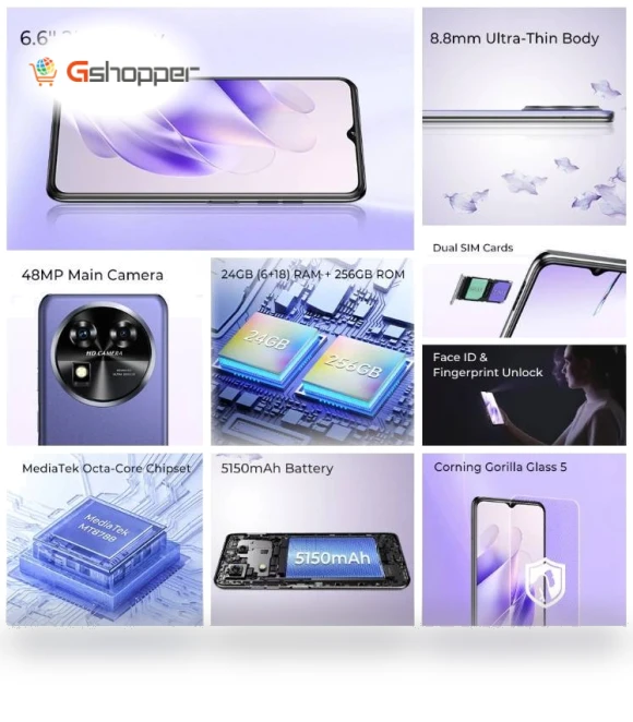 Smartphone with 5150mAh Battery and 6.6-Inch 2k Display — Mobile Devices & Accessories, OUKITEL