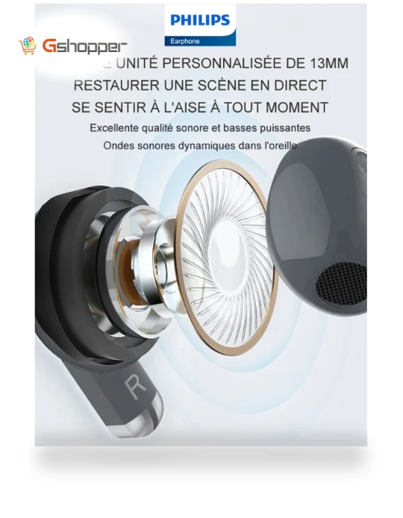 Wireless Bluetooth 5.3 Headset Mini Crystal Shell Earbuds — In-Ear Headphones, Philips