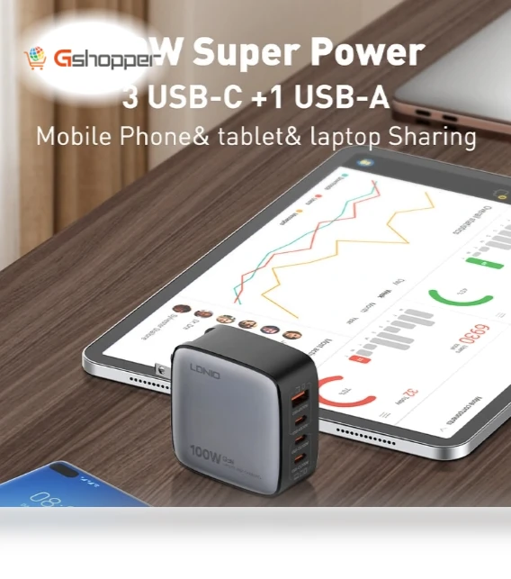 100W 4-Port USB PD Charger — Chargers, LDNIO