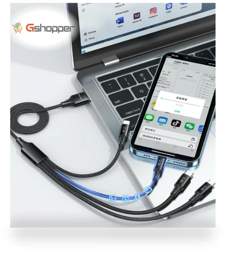 Nylon 4 in 1 Fast Multi Charging Data Cable — Cables, AWEI