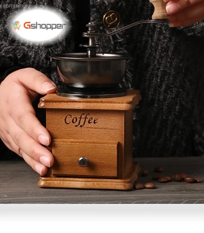 Manual Coffee Mill with Wood Stand Bowl — Hand Coffee Grinders