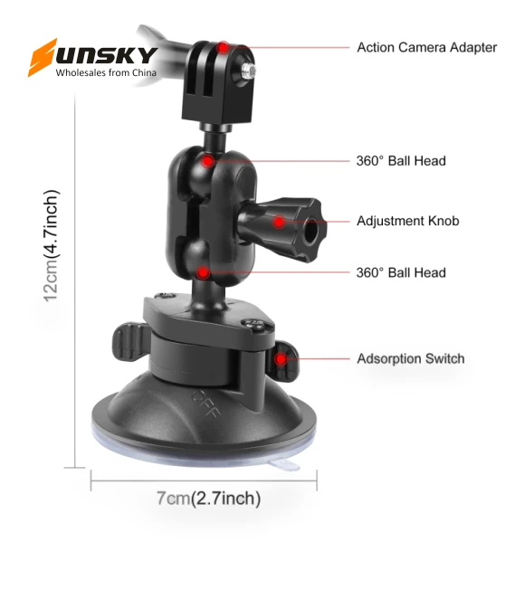 Magic Arm Suction Cup Mount — Vehicle Mounts, PULUZ