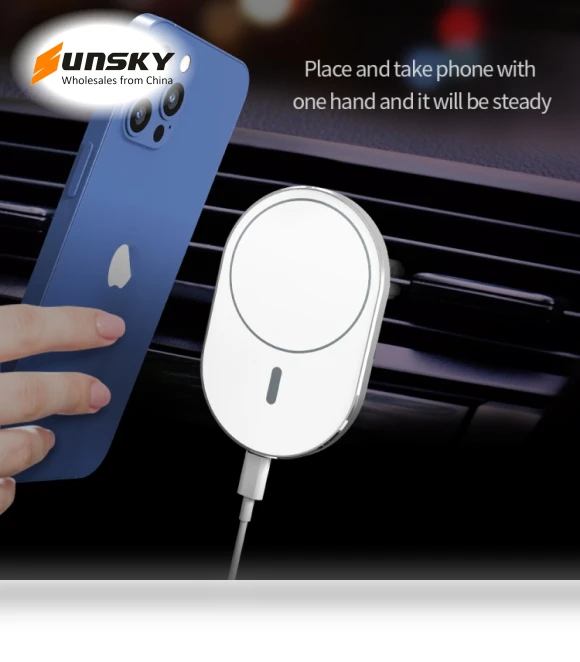 Magsafe Car Air Outlet Vent Mount Clamp Holder with 15W Fast Charging Qi Magnetic Wireless Charger — Vehicle Phone Holders