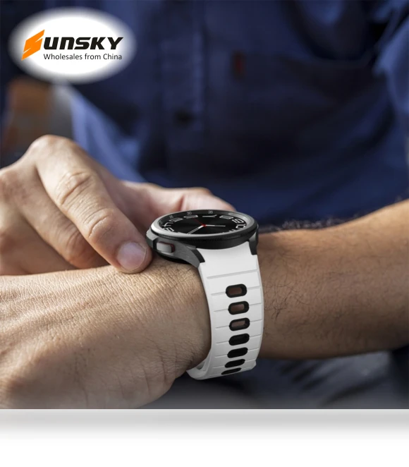 Two Color Stripes Reverse Buckle Silicone Watch Band — Bands, Samsung