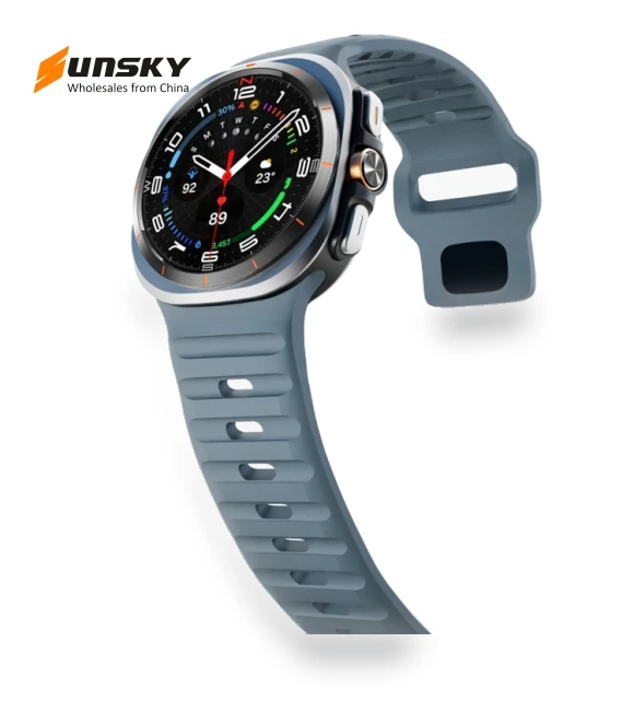 Wave Texture Reverse Buckle Silicone Watch Band — Smartwatch Straps, Samsung